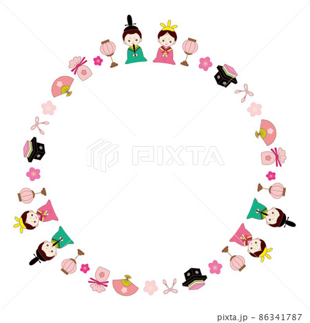ひなまつり ライン 円形 フレーム ひなまつり ライン 円形 フレーム 86341787