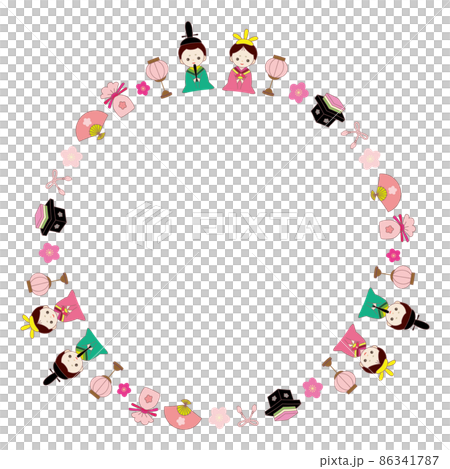 ひなまつり ライン 円形 フレーム ひなまつり ライン 円形 フレーム 86341787