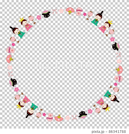 ひなまつり ライン 円形 フレーム 86341788