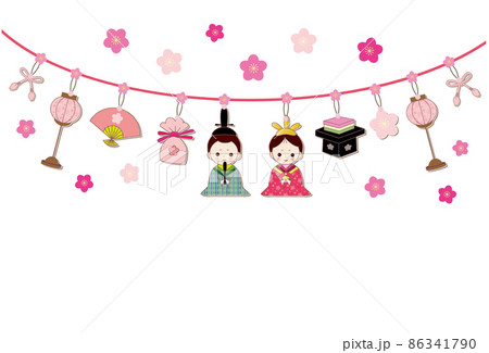 ひなまつり アップリケ風素材 ガーランド 86341790