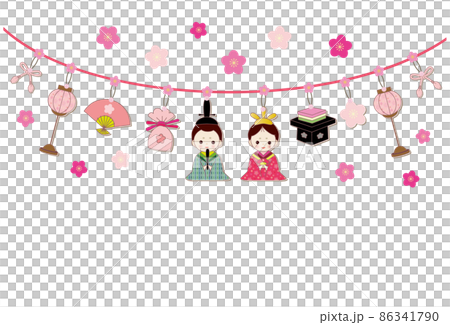 ひなまつり アップリケ風素材 ガーランド 86341790