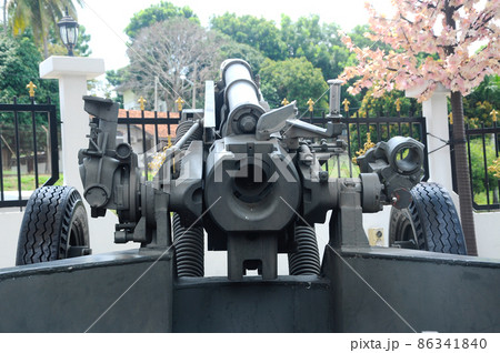 PORT DICKSON, MALAYSIA -MAY 08, 2016: Old war cannon restored and display for public at Malaysia Army Museum or Muzium Tentera Darat in Port Dickson, Negeri Sembilan, Malaysia. PORT DICKSON, MALAYSIA -MAY 08, 2016: Old war cannon restored and display for public at Malaysia Army Museum or Muzium Tentera Darat in Port Dickson, Negeri Sembilan, Malaysia. 86341840