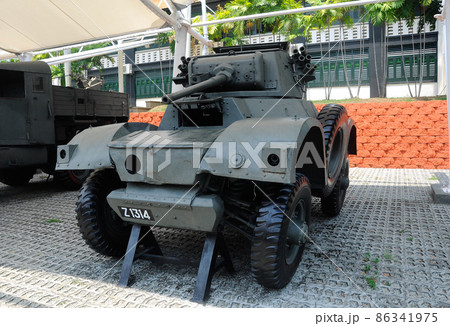 PORT DICKSON, MALAYSIA -MAY 08, 2016: Old army armor vehicle and tanks restored and display for public at Malaysia Army Museum or Muzium Tentera Darat in Port Dickson, Negeri Sembilan, Malaysia. PORT DICKSON, MALAYSIA -MAY 08, 2016: Old army armor vehicle and tanks restored and display for public at Malaysia Army Museum or Muzium Tentera Darat in Port Dickson, Negeri Sembilan, Malaysia. 86341975