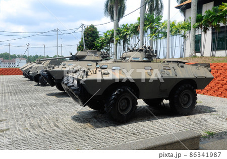 PORT DICKSON, MALAYSIA -MAY 08, 2016: Old army armor vehicle and tanks restored and display for public at Malaysia Army Museum or Muzium Tentera Darat in Port Dickson, Negeri Sembilan, Malaysia.  86341987