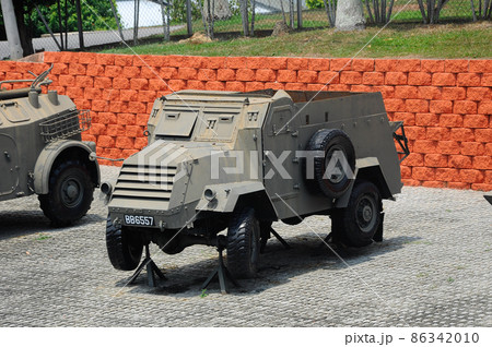 PORT DICKSON, MALAYSIA -MAY 08, 2016: Old army armor vehicle and tanks restored and display for public at Malaysia Army Museum or Muzium Tentera Darat in Port Dickson, Negeri Sembilan, Malaysia.  86342010