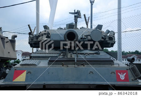 PORT DICKSON, MALAYSIA -MAY 08, 2016: Old army armor vehicle and tanks restored and display for public at Malaysia Army Museum or Muzium Tentera Darat in Port Dickson, Negeri Sembilan, Malaysia. PORT DICKSON, MALAYSIA -MAY 08, 2016: Old army armor vehicle and tanks restored and display for public at Malaysia Army Museum or Muzium Tentera Darat in Port Dickson, Negeri Sembilan, Malaysia. 86342018