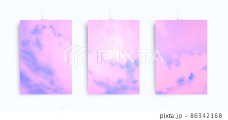 Vivid Colored Aesthetic Sky Background. Realistic Vector Pink Clouds Vivid Colored Aesthetic Sky Background. Realistic Vector Pink Clouds 86342168