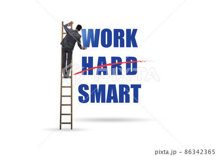 Businessman in working smart not hard concept Businessman in working smart not hard concept 86342365