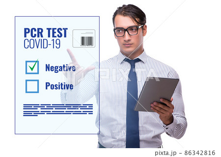 Concept of coronavirus covid-19 test with businessman Concept of coronavirus covid-19 test with businessman 86342816