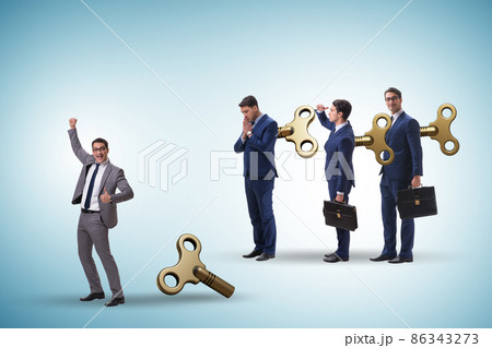 Concept of businessman escaping from office routine Concept of businessman escaping from office routine 86343273