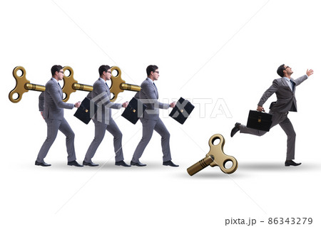 Concept of businessman escaping from office routine Concept of businessman escaping from office routine 86343279