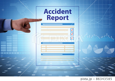 Filling in accident report in insurance concept 86343585