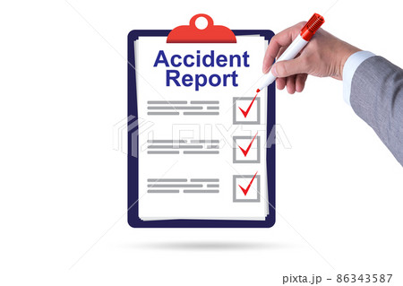 Filling in accident report in insurance concept 86343587