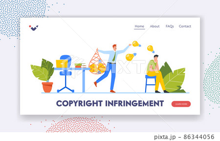 Copyright Infringement, Plagiarism Landing Page Template. Creator Thinking Creative Idea and Plagiarist Stealing Content Copyright Infringement, Plagiarism Landing Page Template. Creator Thinking Creative Idea and Plagiarist Stealing Content 86344056