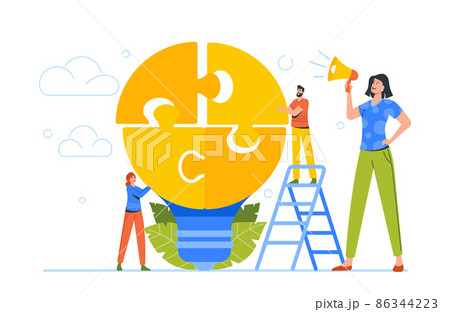 Business Solution, Idea Development, Brainstorm Concept. Tiny Business People Team Collect Huge Light Bulb Jigsaw Puzzle Business Solution, Idea Development, Brainstorm Concept. Tiny Business People Team Collect Huge Light Bulb Jigsaw Puzzle 86344223