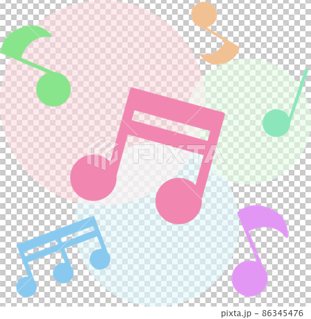 カラフルでかわいい音符のイラスト カラフルでかわいい音符のイラスト 86345476