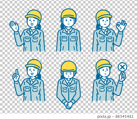 Female worker pose set 86345481