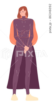 Woman hides her body, which she is ashamed of under loose-fitting clothes 86346092