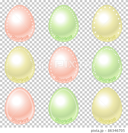 Spring pastel Easter egg egg-shaped card frame illustration set 86346705