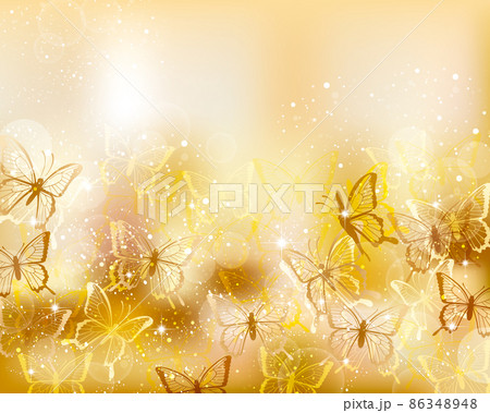 蝶々のシルエットイラスト背景 86348948