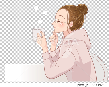 Young woman relaxing with a drink in a glass 86349239