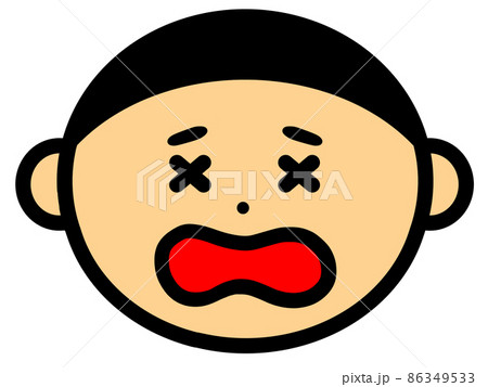 痛そうな表情をした男の子のイラスト 86349533