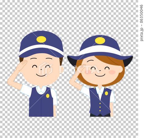 Police officer salute with a smile 86350046