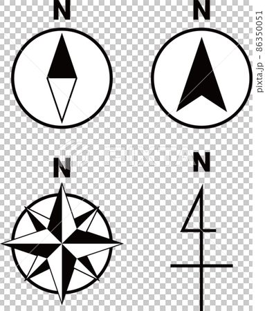 シンプルな方位マークのアイコンセットのイラスト素材