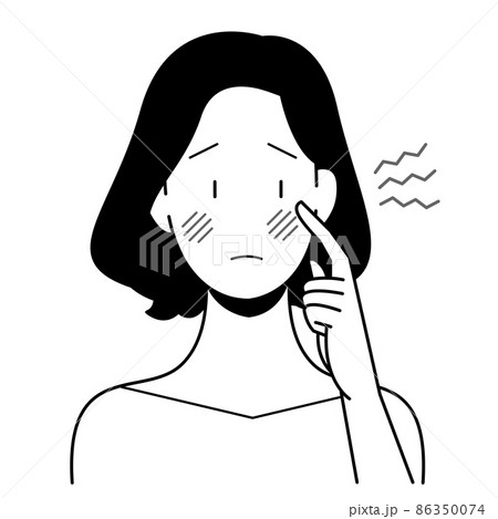 肌荒れ 悩む 女性 白黒 肌荒れ 悩む 女性 白黒 86350074