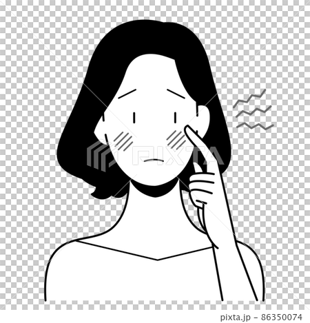 肌荒れ 悩む 女性 白黒 肌荒れ 悩む 女性 白黒 86350074