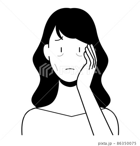 顔色 悩む 女性 白黒 顔色 悩む 女性 白黒 86350075