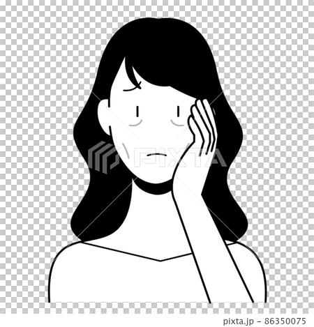 顔色 悩む 女性 白黒 顔色 悩む 女性 白黒 86350075