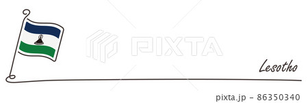 レソトの国旗とコピースペース 手書き スケッチ 86350340