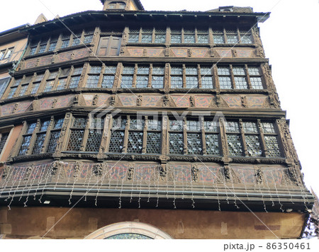 Historic wooden facade in downtown of Strasbourg at France at winter Historic wooden facade in downtown of Strasbourg at France at winter 86350461