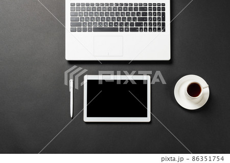 Still life of office workplace with laptop Still life of office workplace with laptop 86351754