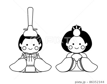ひな人形の線画　ひなまつり 86352344