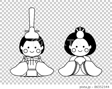 ひな人形の線画　ひなまつり 86352344