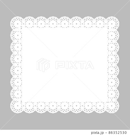 白い四角形のレースペーパーのベクターイラスト素材 86352530