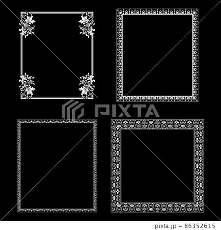 Set of decorative frames Elegant vector element for design in Eastern style, place for text. Floral black and white borders. Lace illustration for invitations and greeting cards. 86352615