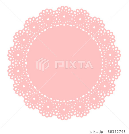 ピンクの丸型のレースペーパーのベクターイラスト素材 86352743