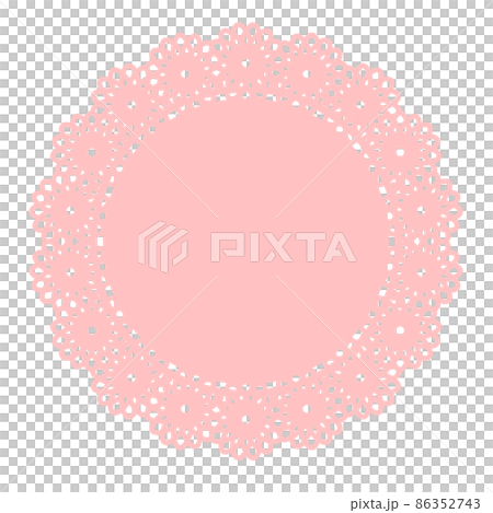 ピンクの丸型のレースペーパーのベクターイラスト素材 86352743