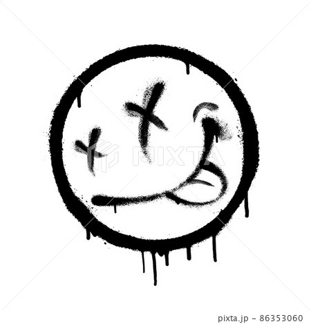 Graffiti emoticon. Smiling face painted with smudges of spray paint. Vector illustration 86353060