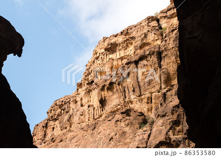 View of hill in al-Siq in Petra, Jordan. Petra is one of the New Seven Wonders of the World. View of hill in al-Siq in Petra, Jordan. Petra is one of the New Seven Wonders of the World. 86353580