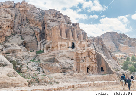The Triclinium is built in front of the Obelisk Tomb. Petra is one of the New Seven Wonders of the World. 86353598