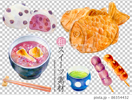 和風スイーツ　セットイラスト 86354432
