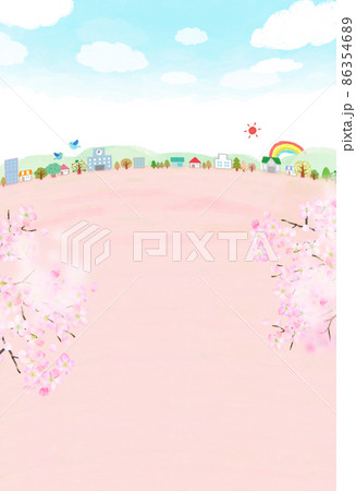 桜 背景素材 水彩イラスト コラージュのイラスト素材