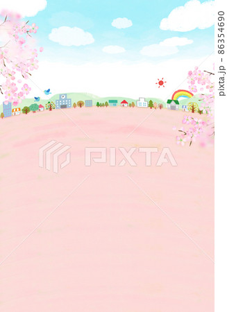 桜 背景素材 水彩イラスト コラージュのイラスト素材