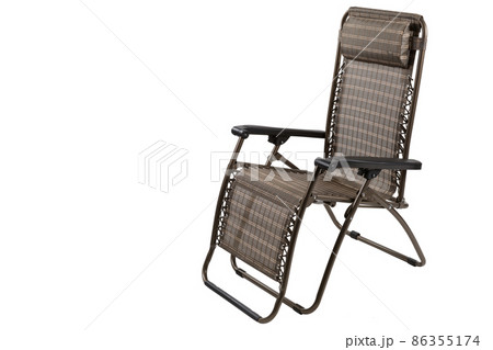 folding camping chair with high back and armrests, on a white background 86355174