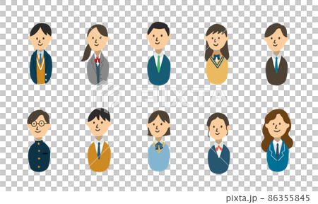 穿制服的高中生的插圖圖標-插圖素材 [86355845] - PIXTA圖庫