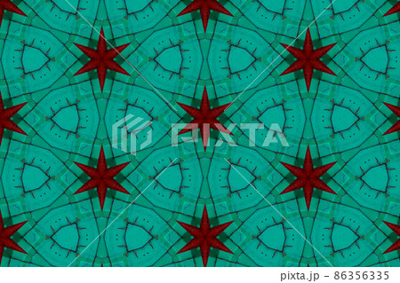 Abstract seamless pattern, the element is taken from a real photo. The ornament is colored, consists of geometric shapes: imitates stars, circles and angular lines, the intersection of arcs. Abstract seamless pattern, the element is taken from a real photo. The ornament is colored, consists of geometric shapes: imitates stars, circles and angular lines, the intersection of arcs. 86356335